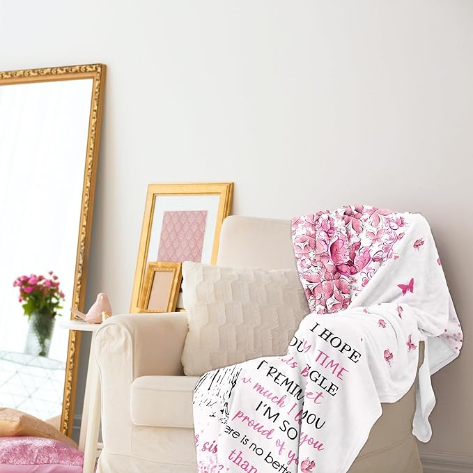 Sister Birthday Gifts, Sisters Gifts from Sis, Gift for Sister Birthday Blanket 60"x 80", Best Big Sisters Birthday Graduation Ever Gift Ideas for Women