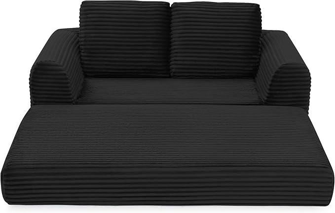 Foldable Boneless Love Seat Couches in a Box, Modern Floor Foam Sleeper Sofa Bed 2-in-1 Convertible Cloud Sofa for Home Apartments Bedroom