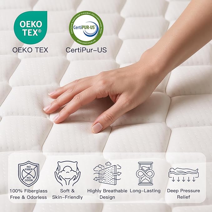 Profus 6 Inch Twin Mattress with Bonnell Spring, Twin Mattress for Kids, Memory Foam Mattress for All Night Sleep & Pressure Relief, Certified Safe Foams & Fabric, Fiberglass Free Mattress in A Box