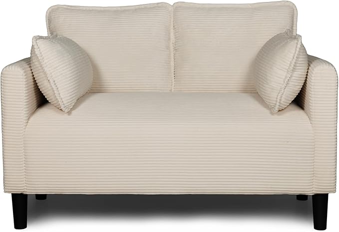 Corduroy Oversized Armchair 48" Extra Wide Accent Chairs W/Double Solid Wood Frame for Living Room Modern Lounge Chair, Upholstered Cloud Single Sofa with Pillows