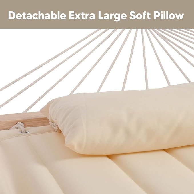 SUNCREAT Portable Outdoor Hammock with Stand, Sun-Protective Canopy, Double Hammock with Stand for Outside, Patent Pending, Beige - Image 6