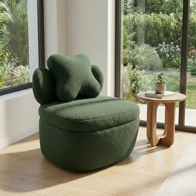 Teddy Velvet Swivel Accent Chair with Storage, 360° Rotating Ergonomic Armchair, Scratch-Resistant Upholstered Sofa Chair for Living Room, Bedroom, Nursery, Apartment or Small Spaces, 300 lbs Capacity