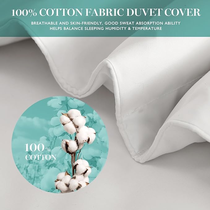 Martha Stewart Goose Down Fiber Cotton Comforter Queen Size, Duvet Insert Queen, Ultra-Soft 1cm Breathable Panel Hotel Collection Hypoallergenic Comforter 42oz All Season Medium Warmth 90x90
