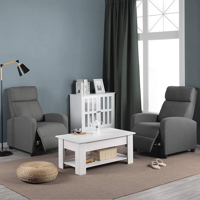 Topeakmart Fabric Recliner Sofa Push Back Recliner Chair Adjustable Modern Single Reclining Chair Upholstered Sofa with Pocket Spring Living Room Bedroom Home Theater Light Grey