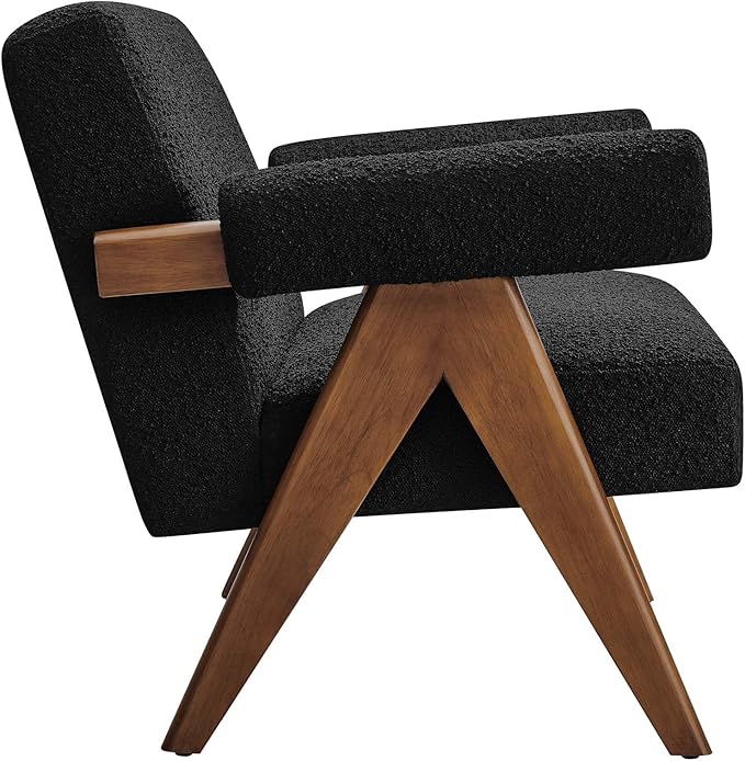 Modway EEI-6504-BLK Lyra Boucle Fabric Loveseat, Black