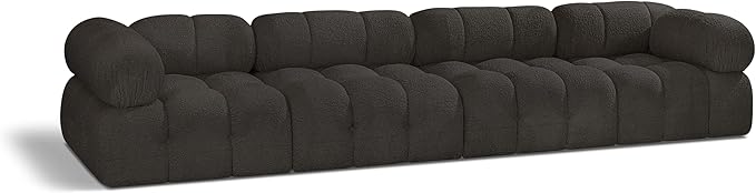 Meridian Furniture 611Brown-S136A Ames Collection Modern | Contemporary Modular Sofa with Rich Brown Boucle Fabric, Modular to Create Infinite Configurations, 136" W x 34" D x 28" H, Brown