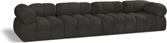 Meridian Furniture 611Brown-S136A Ames Collection Modern | Contemporary Modular Sofa with Rich Brown Boucle Fabric, Modular to Create Infinite Configurations, 136" W x 34" D x 28" H, Brown