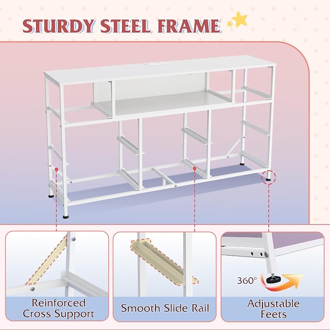 WLIVE Purple Dresser TV Stand for 45, 50, 55 inch TV, Entertainment Center with LED Lights & Charging Station, Chest of Drawers with 8 Fabric Drawers and Open Shelves for Living Room, Hallway - Image 9