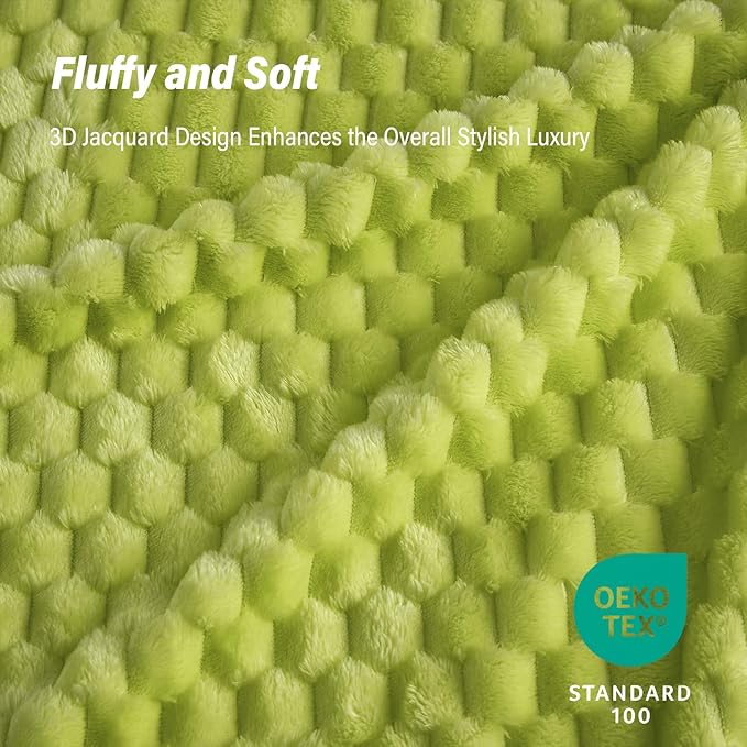 Bnuitland Fruit Green Flannel Throw Twin Size Blanket (60X80 inches), 300 GSM Fleece Cozy Warm Soft Home Decor Lightweight Bed Blanket for Adults, Suitable for All Seasons.