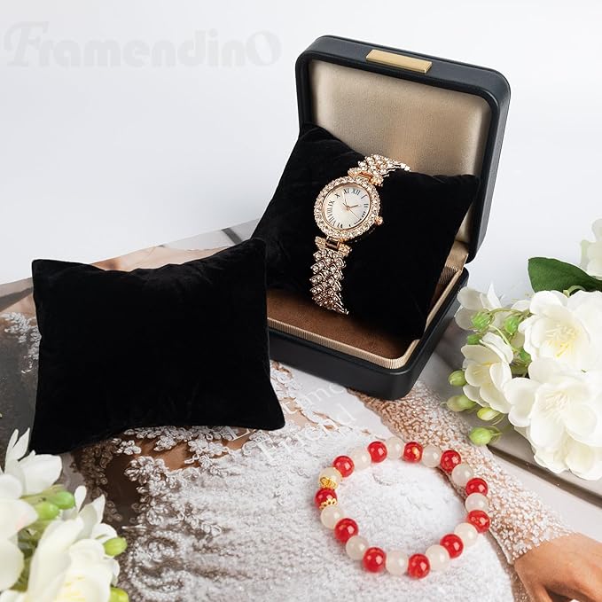 Framendino, 20 Pack Small Black Watch Pillow Velvet Bracelet Jewelry Displays Bangle Cushions Stand for Boxs