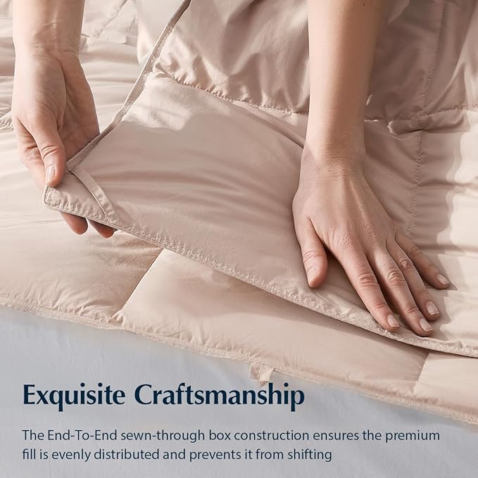 Pacific Coast Cooling Goose Feather and Down Fiber Comforter Twin Size, Breathable Duvet Insert for Summer and Hot Sleepers, Natural Cooling Tencel Lyocell Shell, 8 Corner Tabs, Light Pink, 68x90