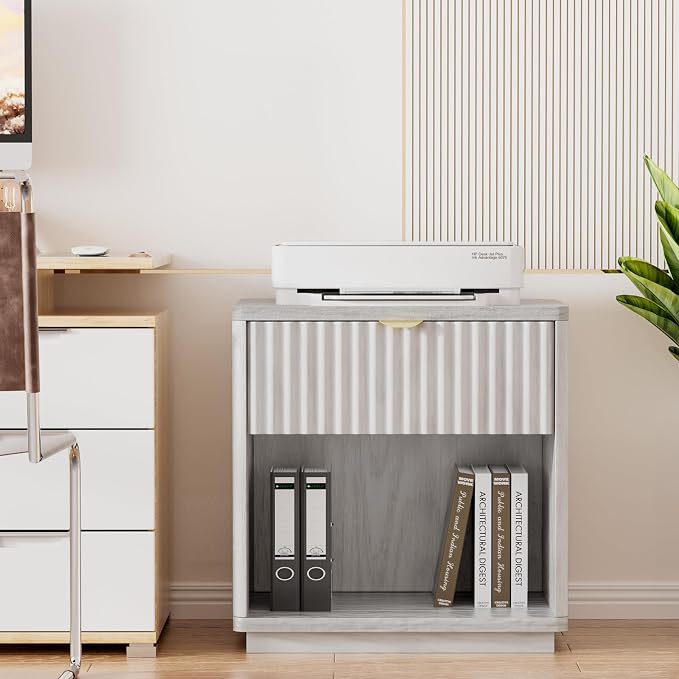 Nightstands Set of 2, Nightstand with Drawers Bedside Table End Table, Modern Fluted Nightstand Bed Side Table for Bedroom Living Room (Gray) - Image 7