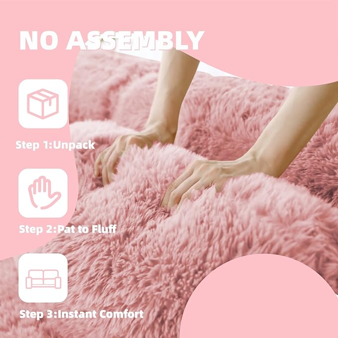 149" Modular Sectional Sofa, Modern Sectional Couch, U-Shape Boneless Couch for Living Room Apartments Bedroom, 32D High Density Sponge Lounge Sofa, No Assembly Required, Pink