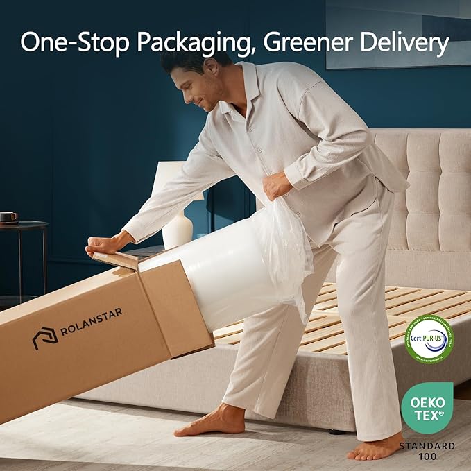 Rolanstar Queen Mattress, 10 Inch Gel Memory Foam Mattress in a Box, Gel Infused, Fiberglass Free, Medium Firm Mattresses, CertiPUR-US Certified, Breathable & Pressure Relief, White