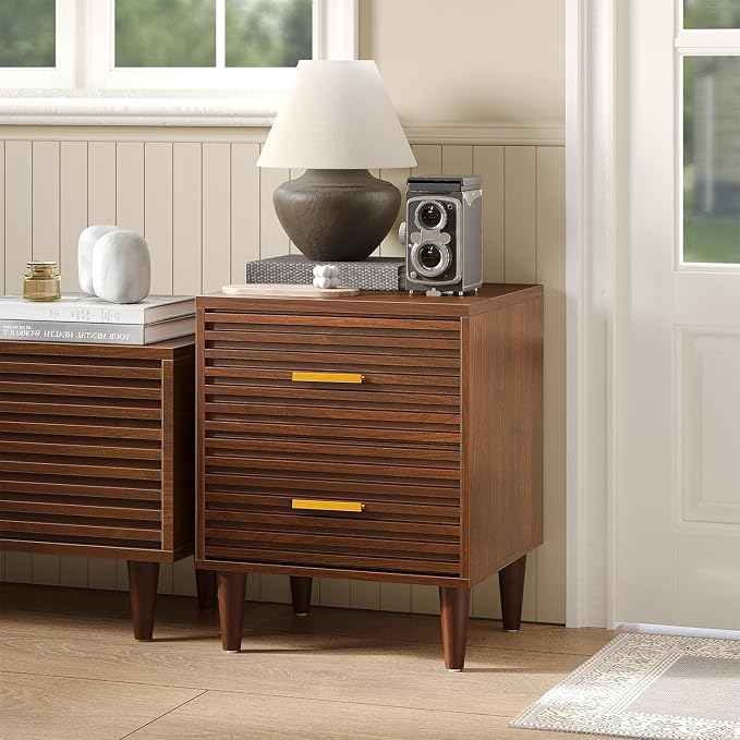 Alohappy Night Stands with Charging Station Set of 2, Mid Century Modern Nightstands, Wooden Bedside Table for Bedroom, End Table with Storage Drawers, Bed Side Table with USB Outlets, Brown 2pcs - Image 7