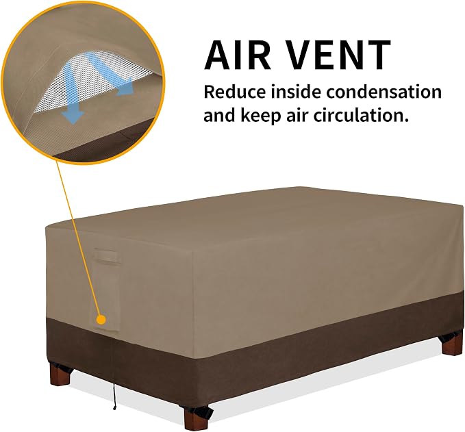 Easy-Going 600D Heavy Duty Rectangular Table Cover UV Resistant and Waterproof Outdoor Lawn Patio Furniture Cover (72" Lx44 Wx23 H, Camel/Dark Brown) - Image 5