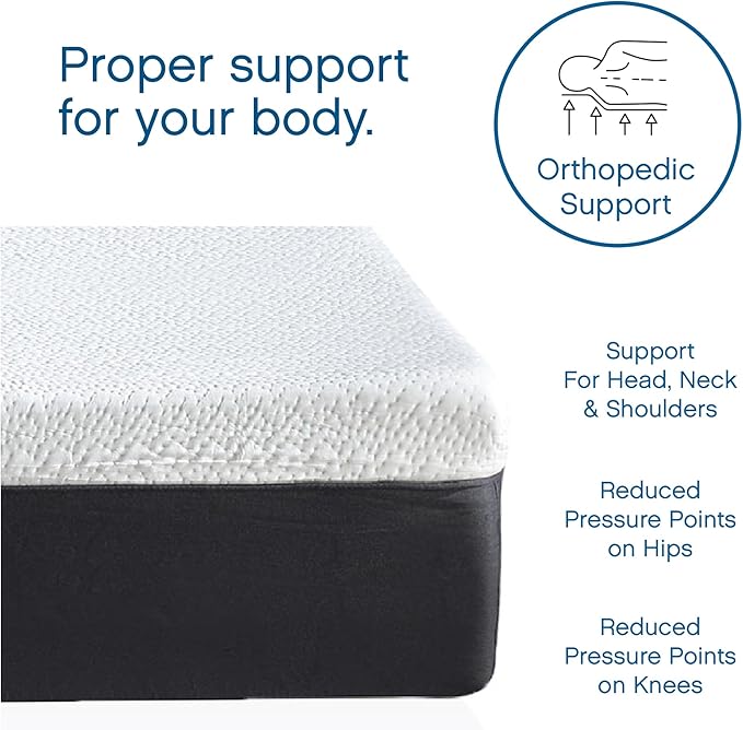 Classic Brands Cool Gel Chill Memory Foam 14-Inch Mattress with 2 BONUS Pillows |CertiPUR-US Certified |Bed-in-a-Box, Queen