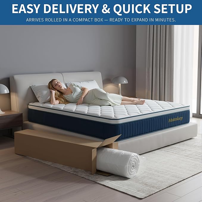14″ Full Hybrid Mattress – Cooler, Quieter & Deeper Comfort, Airflow Foam + Pocket Coils, 2″+ Plush Cushion, Heavy-Duty Support, CertiPUR-US, Fiberglass-Free, Mattress in a Box
