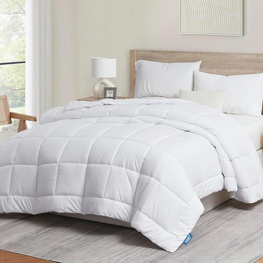 Nestl Comforter Duvet Insert, Quilted Down Alternative Comforter, All Season White Duvet Inserts with Corner Tabs (Twin)