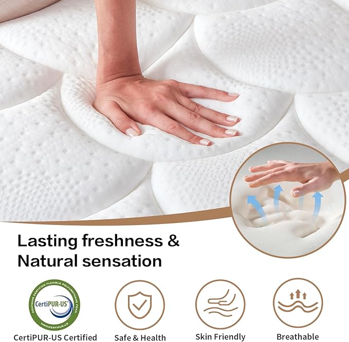 Queen Mattress,12 Inch Queen Size Mattresses in a Box, Dual-Sided Comfort Medium Firm & Plush, Memory Foam Mattress for Pressure Relief & Cool Sleep, CertiPUR-US Certified, Safe Foams & Fabric