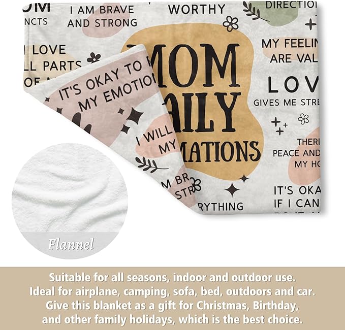 BaubleDazz First Mothers Day New Mom Gifts Blanket, Mama Daily Affirmations, Postpartum Pregnancy Gift for First Time Moms, Mommy to Be, Mama, New Mom Essentials, Birthday Gifts for Moms(80" x 60")
