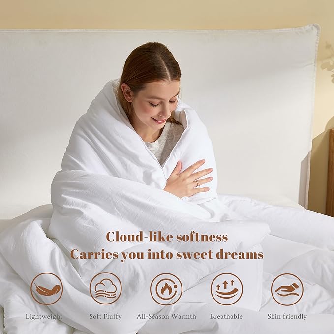 Queen Size Comforters Duvet Insert,Soft Down Alternative with Corner Tabs,Quilted Comforters for All Seasons,Machine Washable, Queen 88 x 88 Inches