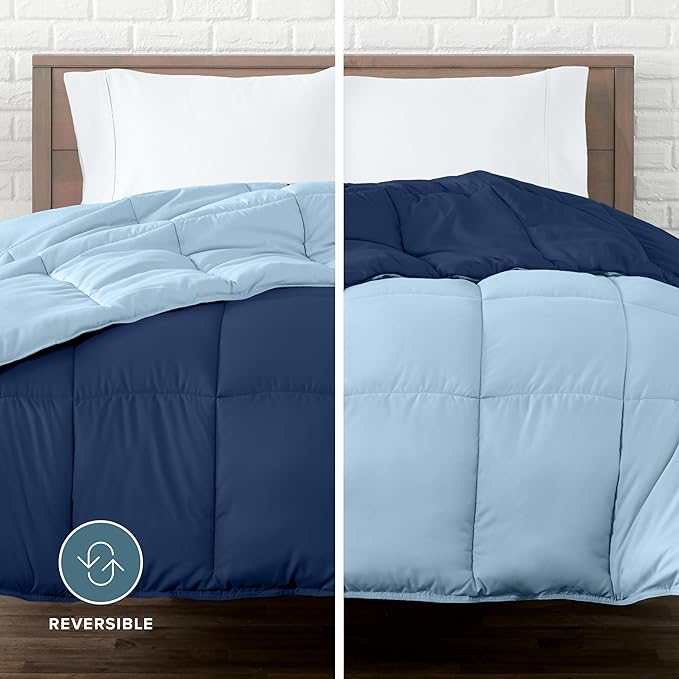 Bare Home California King Comforter - Reversible Colors - Goose Down Alternative - Ultra-Soft - Premium 1800 Series - All Season Warmth - Bedding Comforter (California King, Dark Blue/Light Blue)