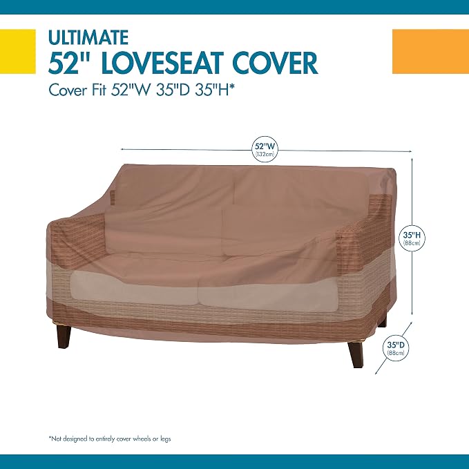 DUCKCOVERS ULV543735 Ultimate 54 in. W Patio Loveseat Cover, x 37" D x 35" H, Mocha Cappuccino, Patio Furniture Covers - Image 3