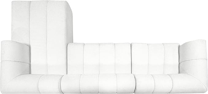 Christopher Knight Home Mania 122" Modular L-Shape Sofa Couch with Chaise Lounge, Modern Sectional Sofa Set for Living Room, Boucle Fabric Upholstered Cloud Couch with Deep Seat, Milky White