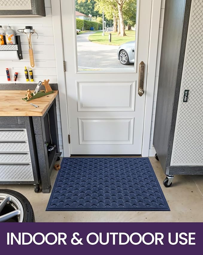 DEXI Front Door Mat Outside Entrance, 2x4 ft Non Slip Entry Doormat Dirt Trapper with Rubber Back, Low Profile Ultra Absorbent Welcome Mats for Inside House Home Patio Entryway, Navy Blue - Image 8