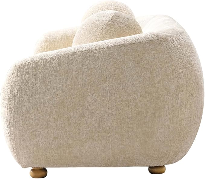 Manhattan Comfort Tribeca 86" Sofa for Living Room, Upholstered in Chenille Fabric, Kiln-Dried Birch Wood Frame, Modern Couch, Includes 2 Round Pillow, Fully Assembled, Cream