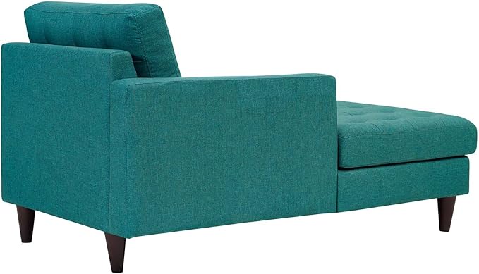 Modway Empress Mid-Century Modern Upholstered Fabric Left-Arm Chaise Lounge In Teal