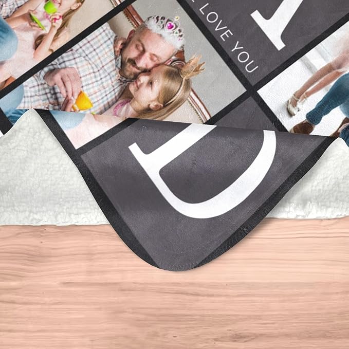 Printwoo Gifts for Dad Customized Blanket with Photo, Make a Personalized Fathers Day Blankets with Picture to My Dad Custom Memories Souvenir Throw Blanket for Best Daddy Ever