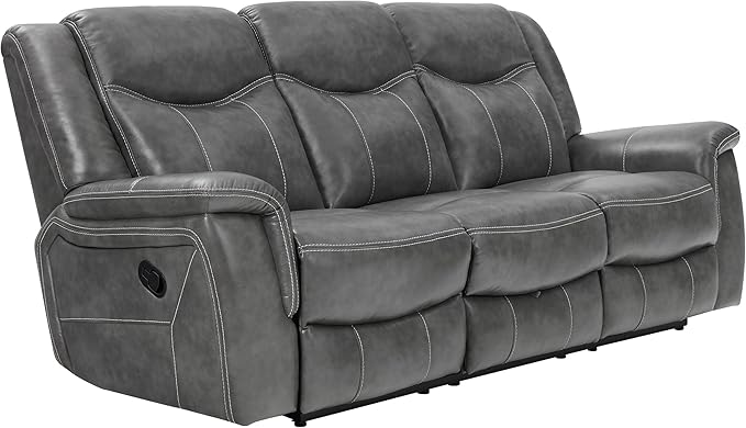 Coaster Home Furnishings - Conrad - Fabric - Upholstered Motion Reclining Sofa with Power Outlet, Padded Headrests and Wall Hugger Design - Living Room - Grey - 650354