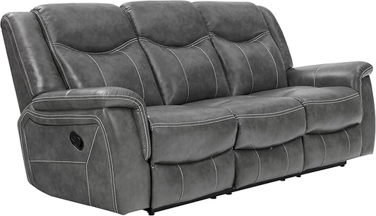 Coaster Home Furnishings - Conrad - Fabric - Upholstered Motion Reclining Sofa with Power Outlet, Padded Headrests and Wall Hugger Design - Living Room - Grey - 650354