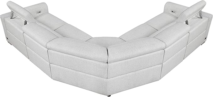 Lexicon Power Reclining Sectional Couches for Living Room-Modular Sectional Sofa, Wall Hugger, 3 Recliner Seats, Power Headrests, Charging Ports, 5 Seater Couch, Chenille Cloud