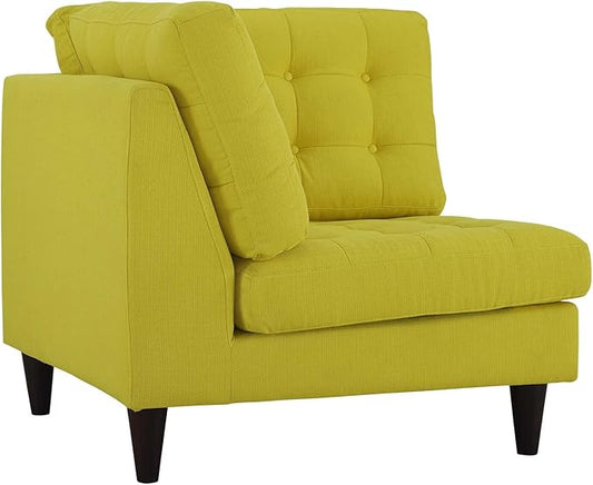 Modway Empress Mid-Century Modern Upholstered Fabric Corner Sofa In Sunny