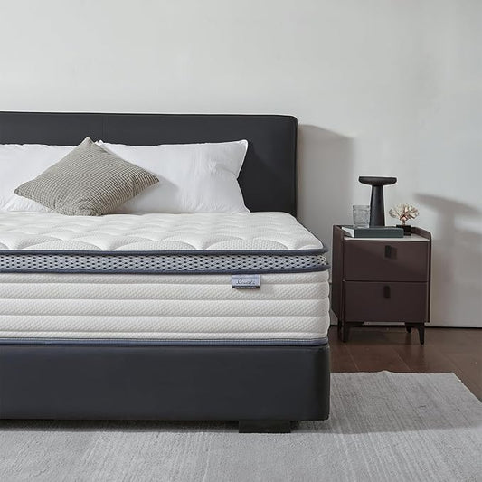 Twin Mattress, 10 Inch Twin Hybrid Mattress in a Box, Pocket Innerspring Mattresses for Motion Isolation, Pressure Relief and Edge Support, Medium Firm Feel