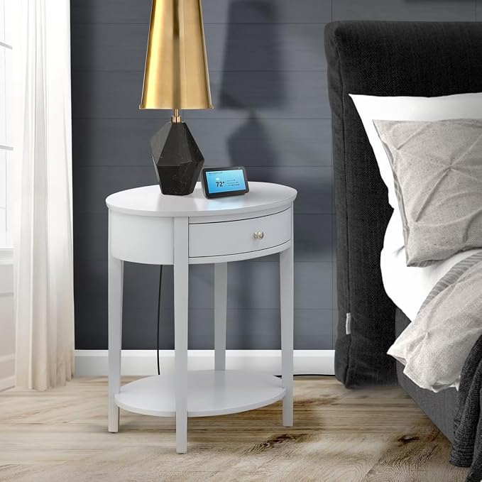 East West Furniture HI-14-ET Mid Century Nightstand with 1 Mid Century Modern Drawer, Stable and Sturdy Constructed - Urban Gray Finish - Image 2