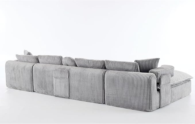 149" Oversized U Shaped Cloud Modular Sectional Sofa Boneless Couch with Double Chaise,Free Combination Convertible Floor Sofa Bed with Storage Pockets and Pillows | No Assembly