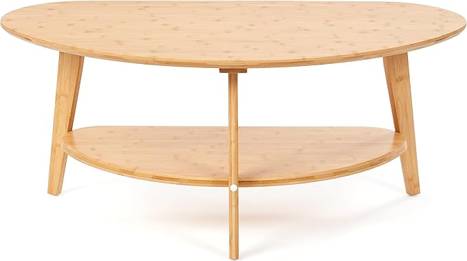 Coffee Table, Oval Coffee Tables for Living Room, 100% Solid Wood Coffee Tables, 40.2" Round Center Table for Bedroom Reception Office, Mid Century Modern Coffee Table, Easy Assembly | Mid-Century Modern, for Living Room, FSC Certified, Wooden, Coffee ...