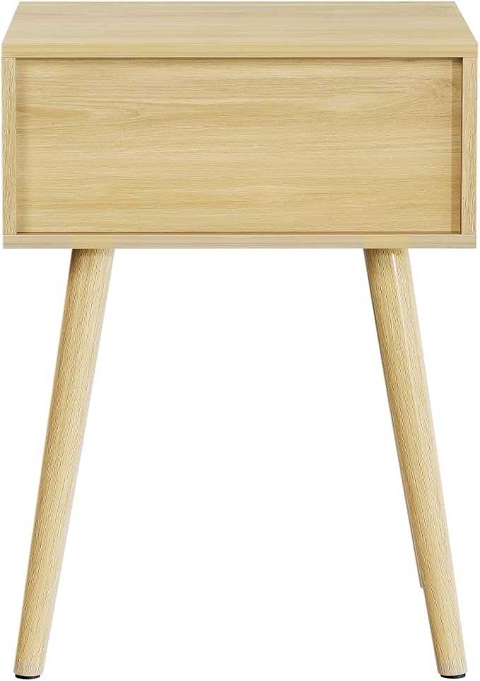 LAZZO Set of 2 Bedroom Nightstands Wooden Night Stands with Rattan Weaving Drawer Home Bedside End Table for Bedroom Storage - Image 6