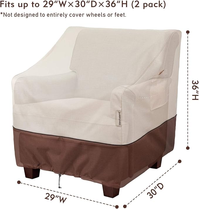 Patio Chair Covers Waterproof Outdoor Furniture Chair Cover Fits up to 29" W x 30" D x 36" H 2pack - Image 2