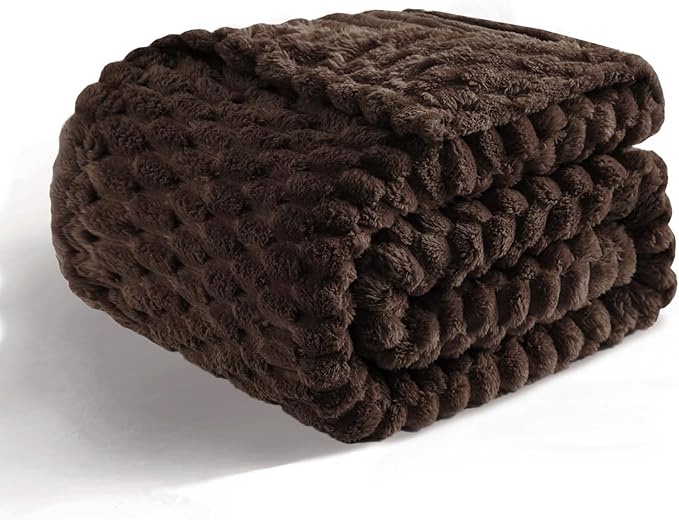 Bnuitland Brown Super Soft Flannel Throw Blanket, 3D Clouds Stylish Jacquard Lightweight Blanket for Bed,Sofa,Couch,Home Decor, 300 GSM Fleece Cozy Warm, Suitable for All Seasons, 50X70 inches