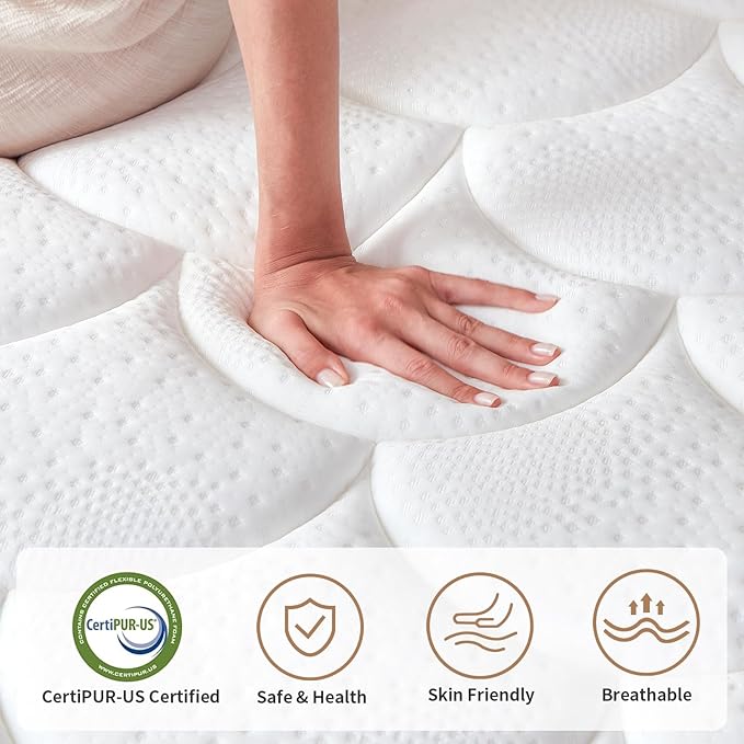 Full Size Mattress, 14 inch Full Medium Firm Memory Foam Mattress, Fiberglass Free, CertiPUR-US Certified Safe Materials, 7 Zon Pocket Springs, Strengthen Edge Suppor Mattress in a Box