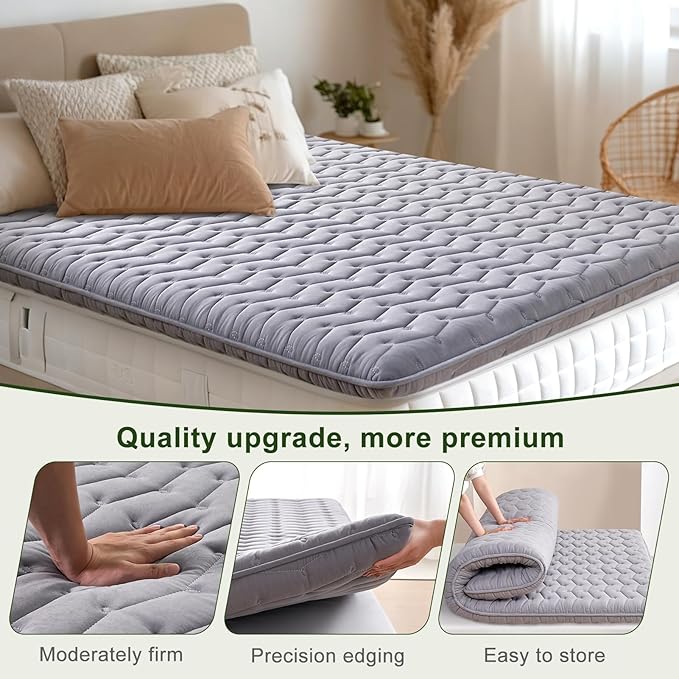 Premium Foam Twin Mattress Topper 3 Inch, Medium Firm Bed Pad for Supportive Sleep and Pressure Relief, Durable Foam Layer, 75 x 39 Inches, Gray