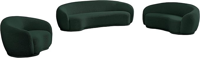 Meridian Furniture 693Green-S Hyde Collection Modern | Contemporary Boucle Fabric Upholstered Sofa, Green, 89.5" W x 38" D x 28" H