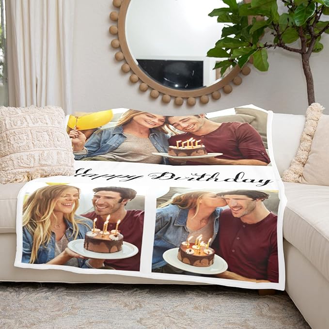 Printwoo Custom Blanket with Photos, Personalized Photo Blankets Using My Own Photos, Customized Blankets with Pictures, Personalized Gifts for Birthday, Anniversary