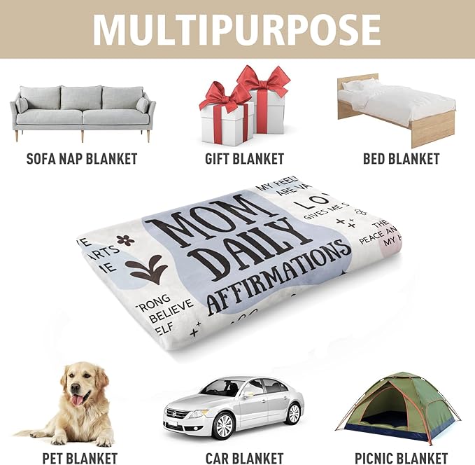 BaubleDazz First Mothers Day New Mom Gifts Blanket, Mama Daily Affirmations, Postpartum Pregnancy Gift for First Time Moms, Mommy to Be, Mama, New Mom Essentials, Birthday Gifts for Moms(80" x 60")