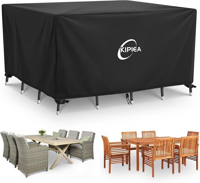 Kipiea Outdoor Furniture Covers Waterproof, 420D Heavy-Duty Patio Furniture Set Covers, No Tears Anti UV No Fading (55" L×55" W×28" H) by Kipiea